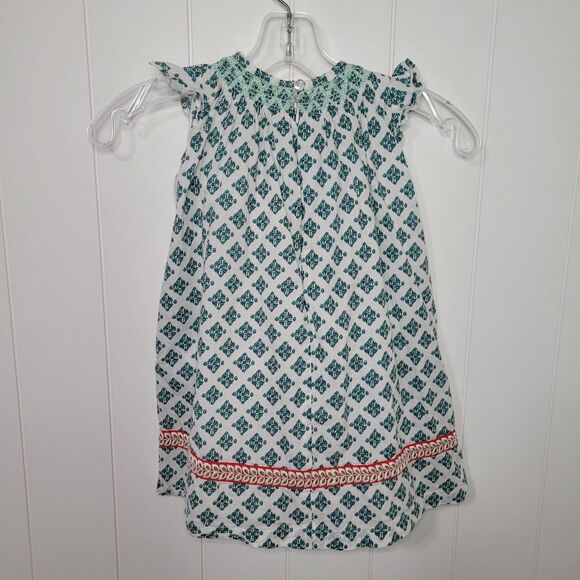 Roller Rabbit Girls Dress Size 4 White Green Embroidered Ruffle Summer - Picture 5 of 10